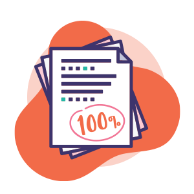 illustration of a worksheet with red numbers spelling 100% to convey progress in academics