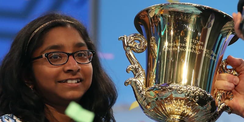 Ananya Spelling Bee Champion after practigin the best way to study for a spelling bee