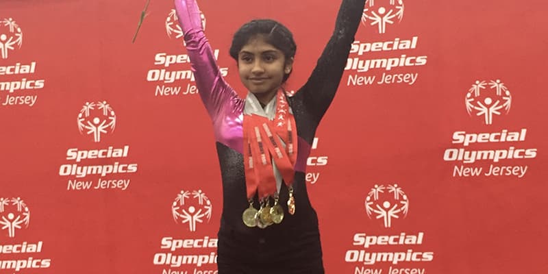Rhea on the podium at the Special Olympics