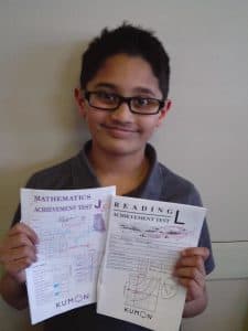 Atharv holding up Kumon Achievement Tests