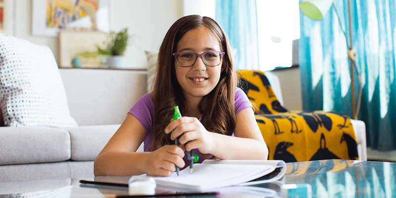 Sophia completing math work