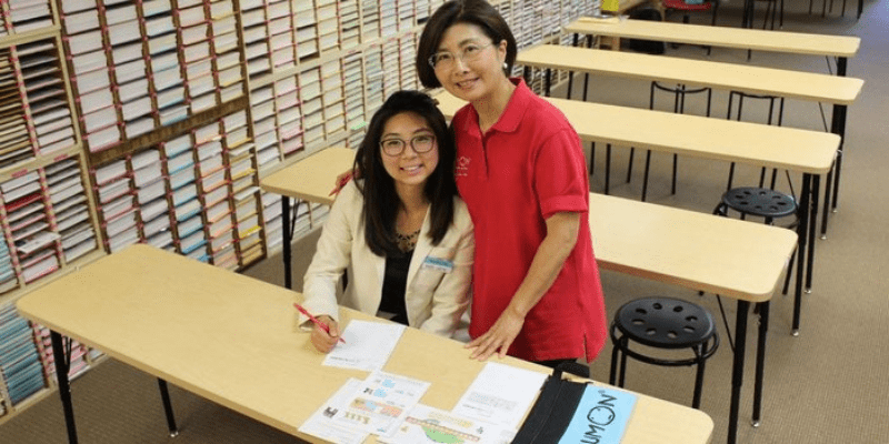 Jennifer and her mom at her Kumon Center