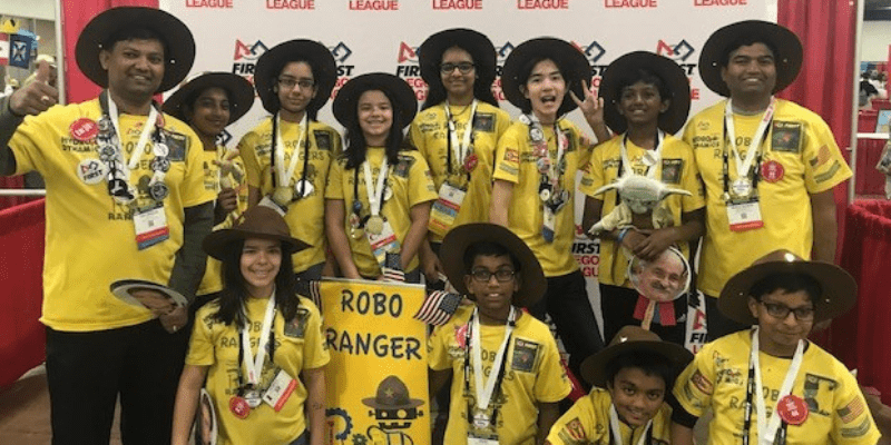 The Robo Rangers pose for a photo at the First Lego League Robotics Challenge