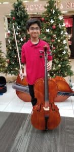 Shaylen poses with his cello