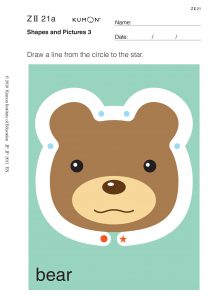 Kumon Level Z worksheet featuring a teddy bear