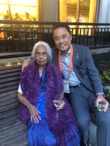 Anna sits with Kumon North America President Mino Tanabe