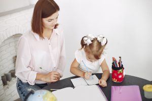 Parents helping with time management for kids