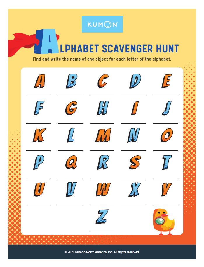 preview of Alphabet Scavenger Hunt Activity Sheet