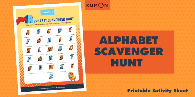 banner image including preview of Alphabet Scavenger Hunt Activity Sheet