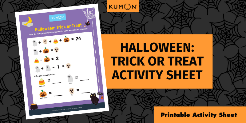 banner with preview of the Halloween: Trick or Treat? Activity Sheet