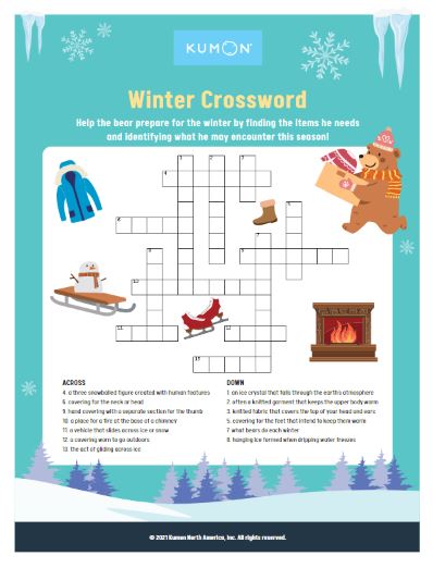 Winter crossword puzzle
