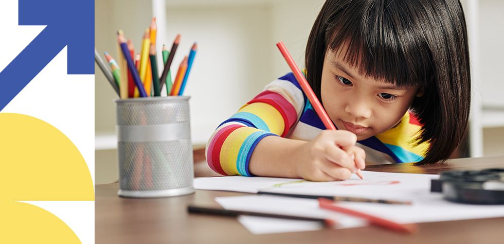 child studying