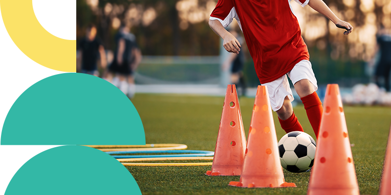 student pparticipating in soccer drills as a metaphor for practing reading and mathematics