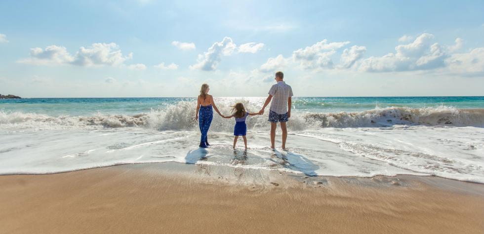 Family in the ocean