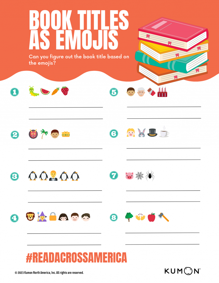 Book titles as emojis activity sheet student resources