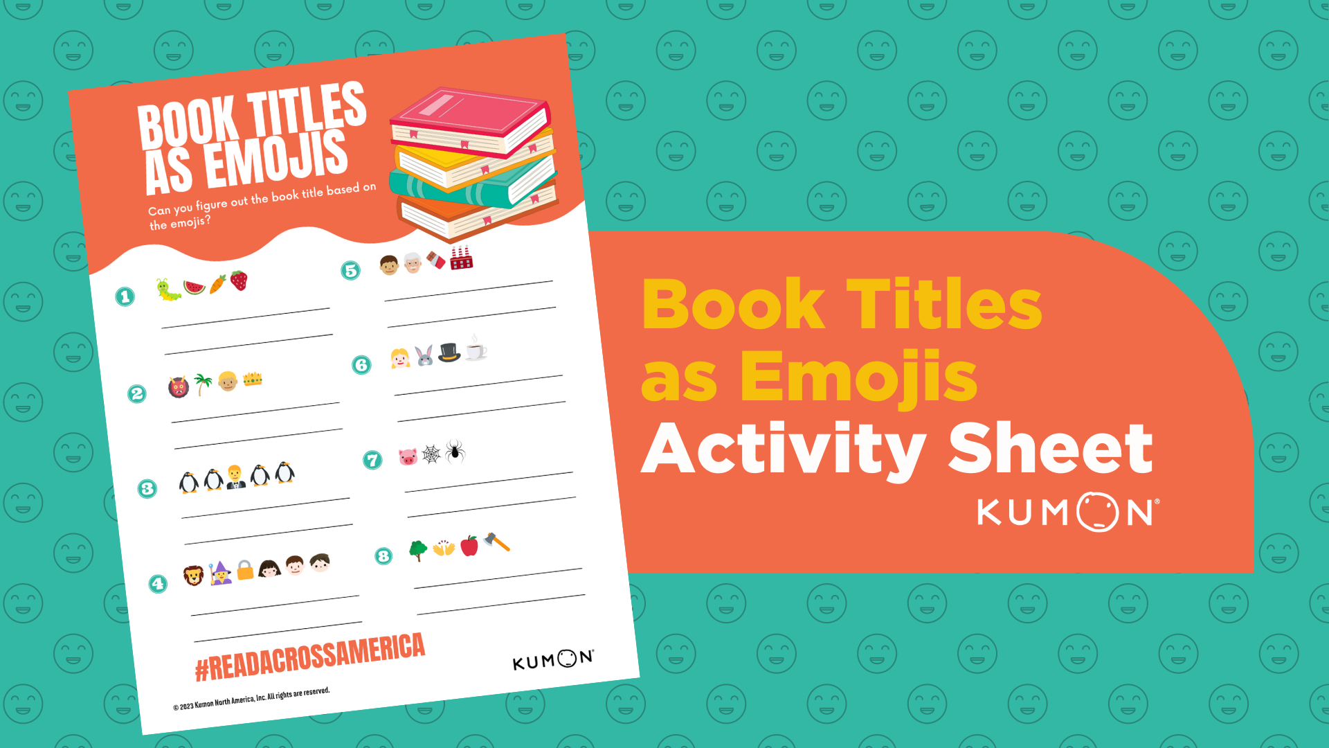 banner image including small preview of the Book Titles as Emojis Activity Sheet
